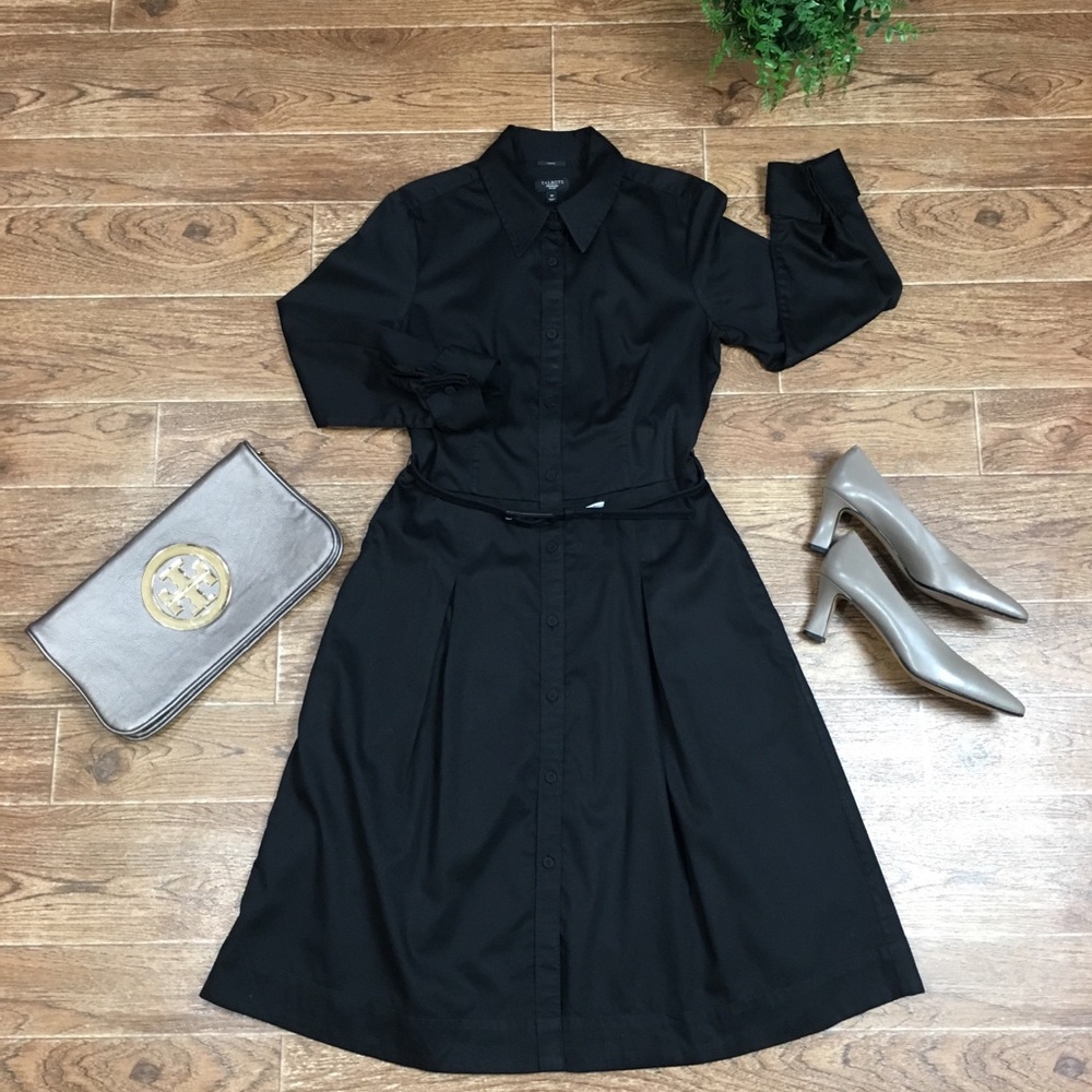 ✨Talbots Petites Black Button Down A Line Dress✨